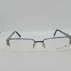NWT MEN'S CASANOVA EYEGLASS FRAMES FC46 SILVER BLUE